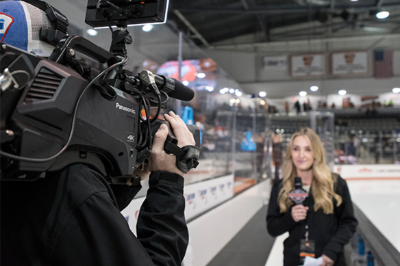 broadcast camera system sports video production broadcast lighting hockey arena reporter pre-game post game show
