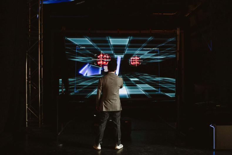 Demonstration of Panasonic's high-speed motion tracking system. Photo credit Merryl B. Lavoie.