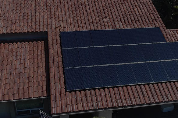 Terra cotta roof with solar panels