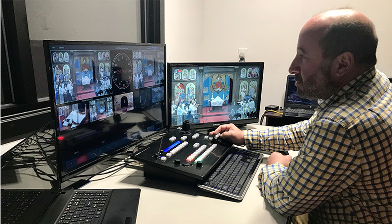 NDI switcher enables PTZ camera control, live streaming, audio mixing, titles and more for churches