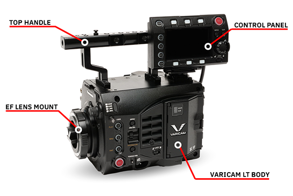VariCam LT body package with top handle, control panel, EF lens mount