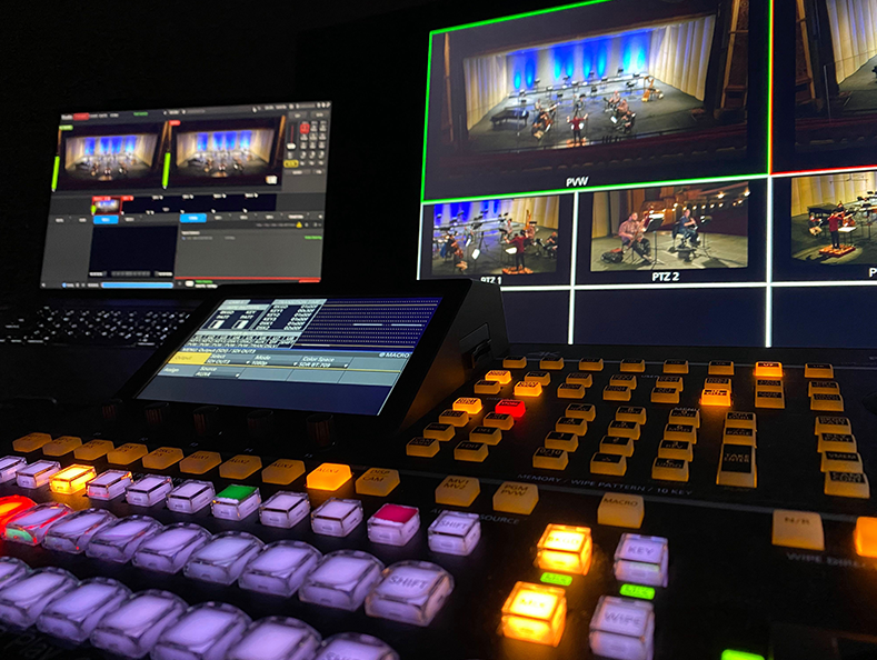 Live Event Production Switcher with SDI inputs and outputs being utilized for live music video production