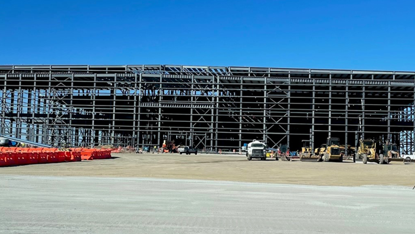 Steel framing for Panasonic's new EV battery facility in De Soto, KS