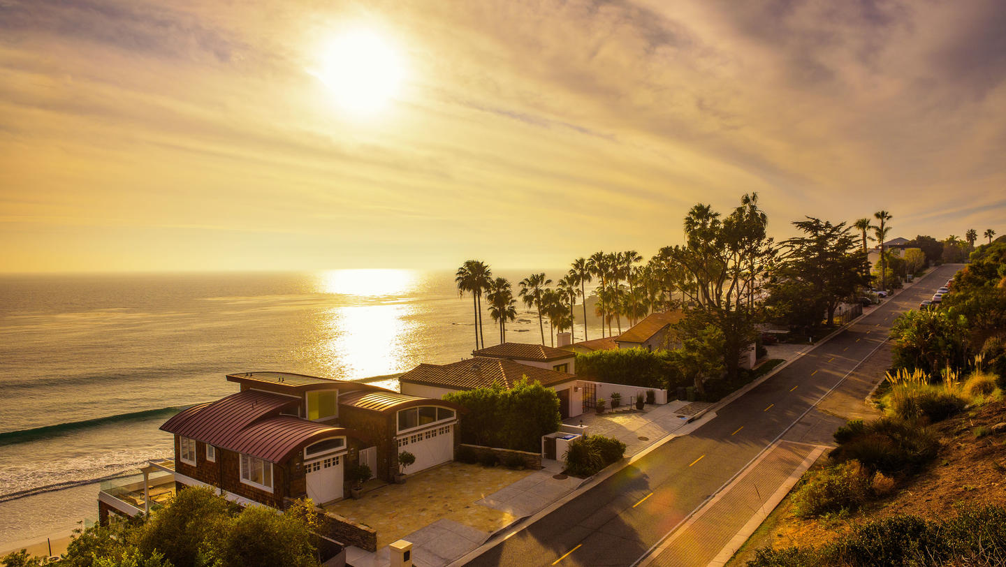 Oceanfront homes of Malibu beach in California