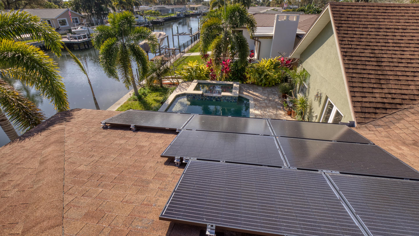 Solar panels on a residential house
