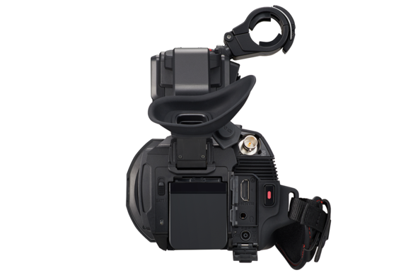 Back view of AG-CX10 4K camcorder with flush battery mount