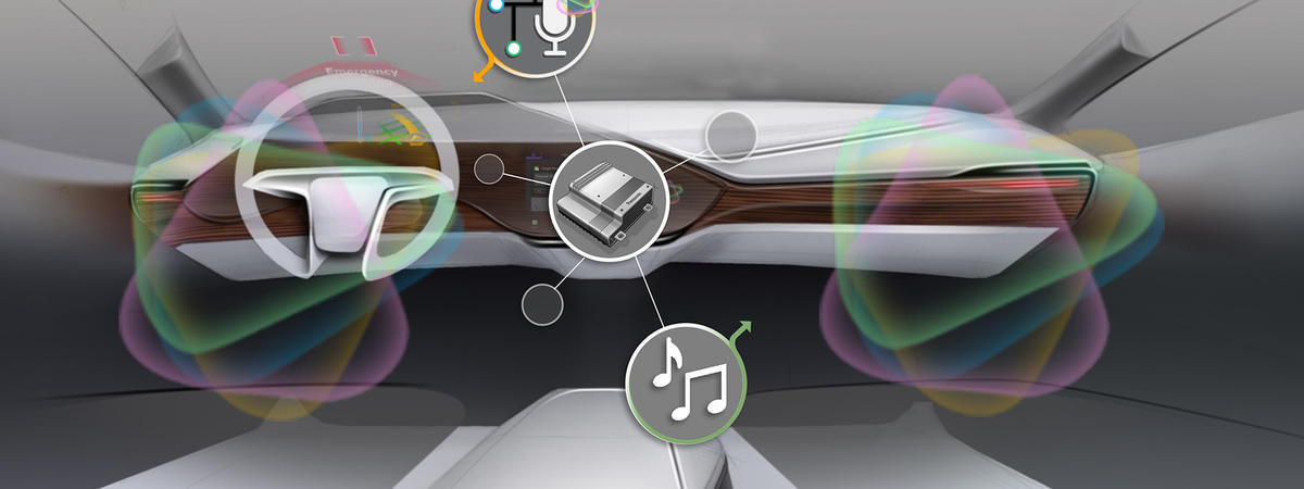 A concept image showing a car dashboard that has been transformed into an information hub through connective technology